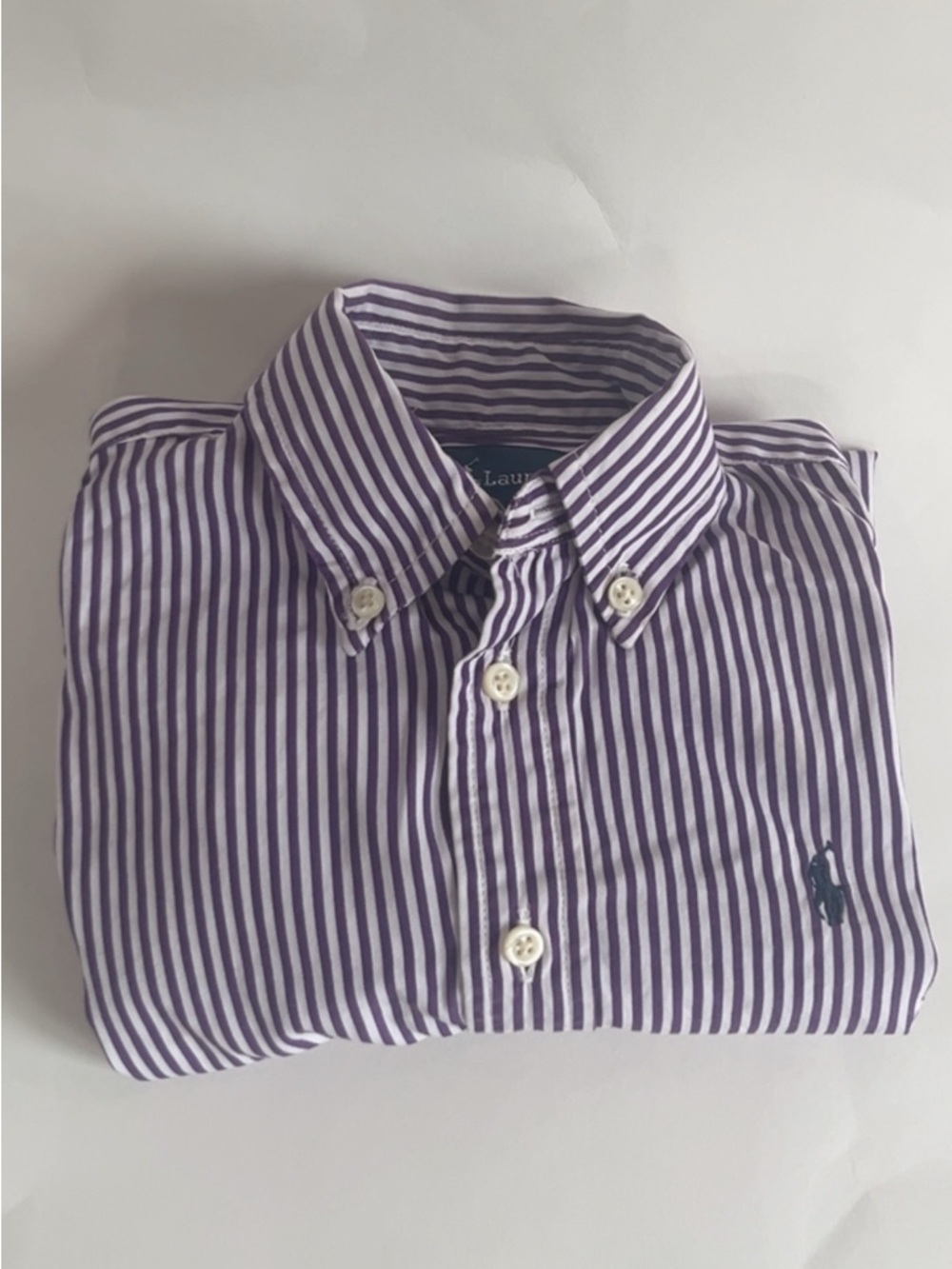 Ralph Lauren Purple & White Striped Button-Down Shirt